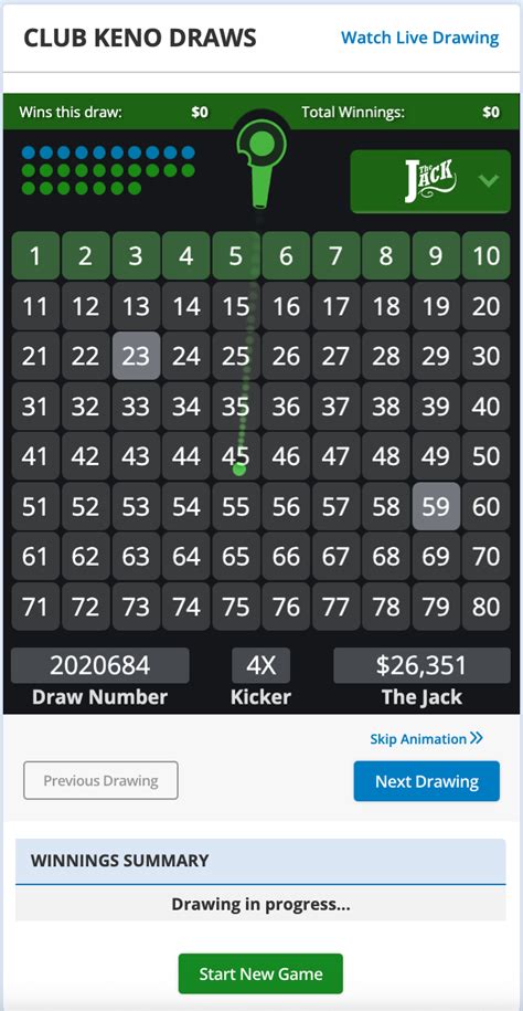 michigan club keno draws